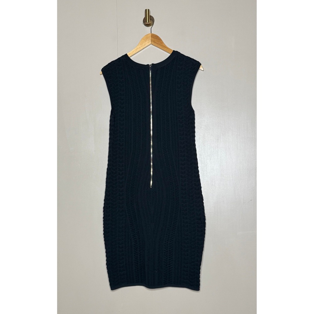 Bebe Textured Black Bodycon Sweater Dress Cutout Midi Large - Picture 7 of 10